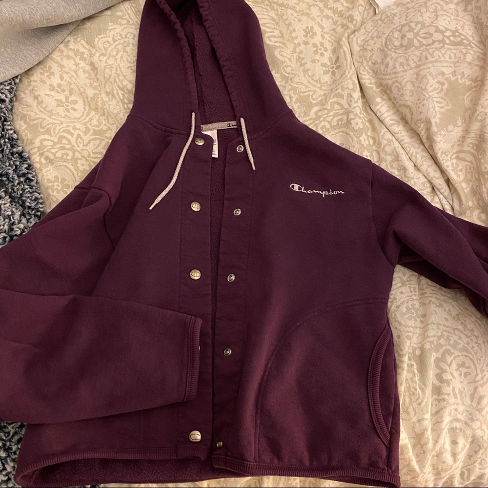 Purple champion semi-crop hoodie